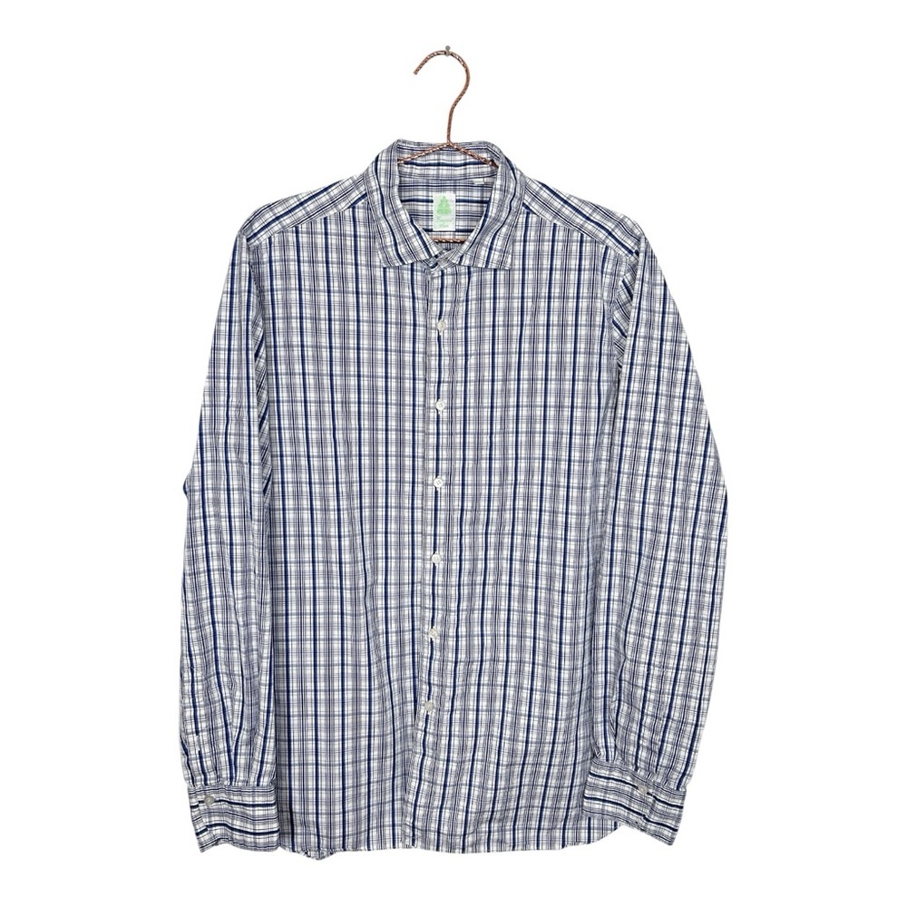 Finamore Napoli Blue Plaid Button Down Shirt